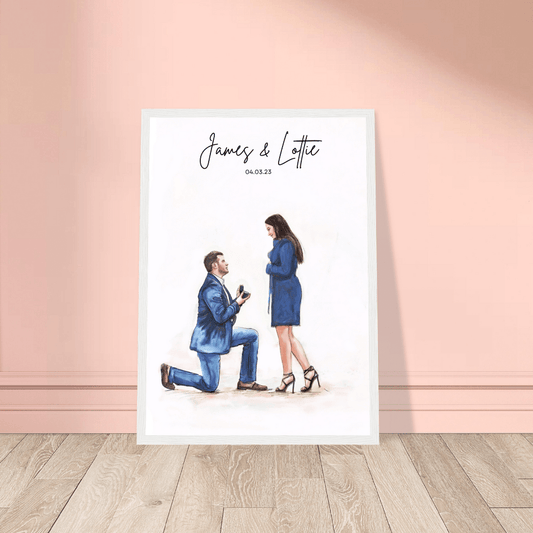 Custom Couples Artwork Framed Print In Bedroom
